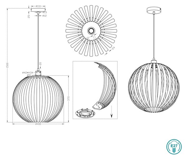 Φωτιστικό Κρεμαστό Trio Lighting Zucca 304100100 Διάφανο