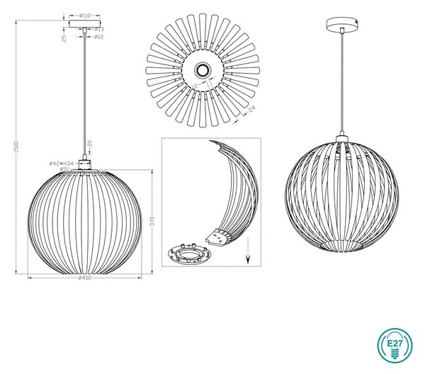 Φωτιστικό Κρεμαστό Trio Lighting Zucca 304100106 Χρώμιο