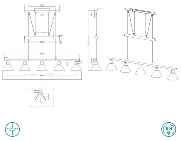 Φωτιστικό Κρεμαστό Ράγα Trio Lighting Stamina 3751051-07 Νίκελ Ματ