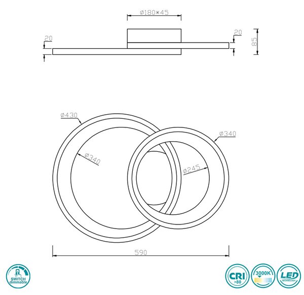 Φωτιστικό Οροφής Trio Lighting Granada 673810206 Χρώμιο, Λευκό