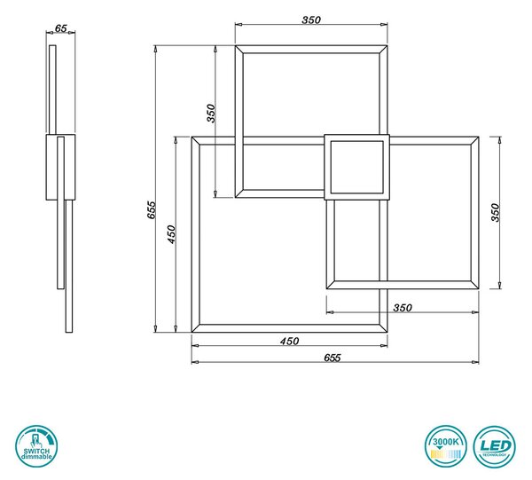 Φωτιστικό Οροφής Trio Lighting Hydra 676210442 Ανθρακί (3000K)