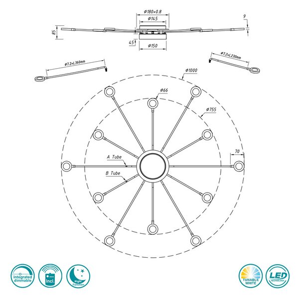 Φωτιστικό Οροφής Trio Lighting Bodrum 673311306