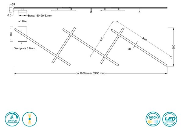 Φωτιστικό Οροφής Trio Lighting Indira 674610507 Νίκελ Ματ