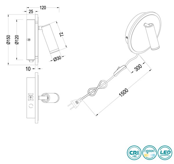 Απλίκα Trio Lighting Jordan 229210207 Νίκελ Ματ