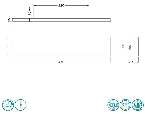 Απλίκα Trio Lighting Concha 225174742 Ανθρακί