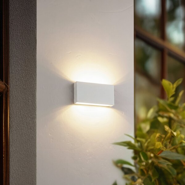 Lindby Lucande LED φωτιστικό τοίχου εξωτερικού χώρου Jarte, 20 cm, λευκό, IP65, Λευκό, Πλαστικό, σύγχρονο
