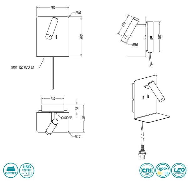 Απλίκα Trio Lighting Element 222570232 Μαύρη Ματ