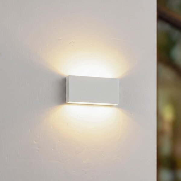 Lindby Lucande LED φωτιστικό τοίχου εξωτερικού χώρου Jarte, 20 cm, λευκό, IP65, Λευκό, Πλαστικό, σύγχρονο
