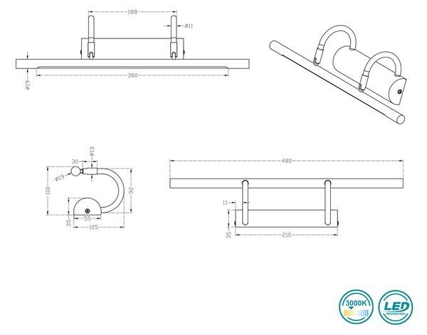 Απλίκα Πίνακα Trio Lighting Cuadro 225210107 Νίκελ Ματ