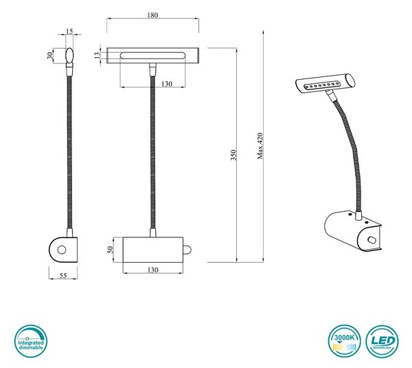 Απλίκα Πίνακα Trio Lighting Curtis 279770108 Χρυσό Ματ