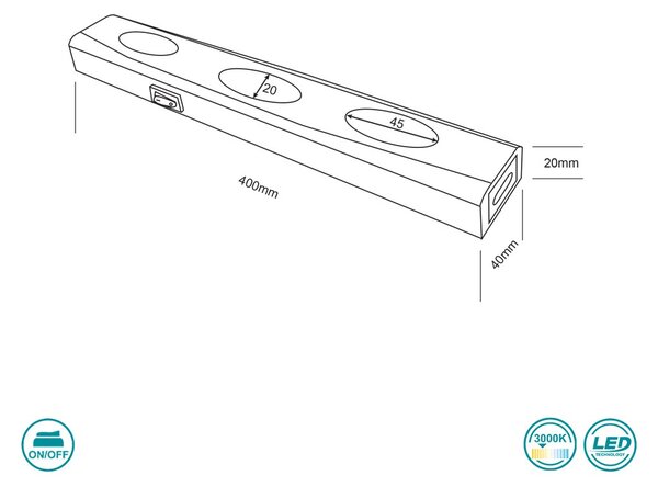 Φωτιστικό Πάγκου Κουζίνας Trio Lighting Aragon 273170387 Γκρι Τιτανίου