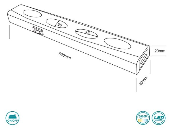 Φωτιστικό Πάγκου Κουζίνας Trio Lighting Aragon 273170487 Γκρι Τιτανίου