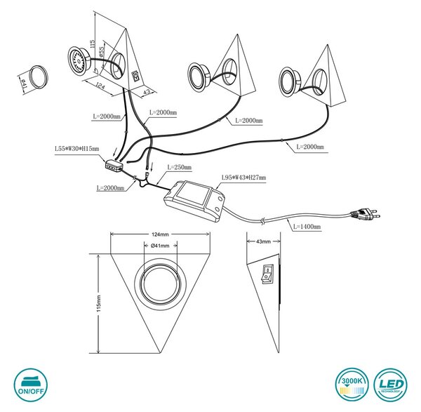 Σποτ Trio Lighting Ecco 273370307 (Σετ 3 Τεμαχίων)