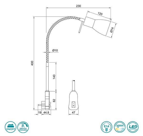 Σποτ Πρίζας Trio Lighting Levisto 891010107