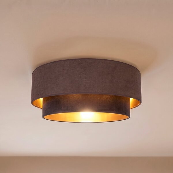 Duolla Φωτιστικό οροφής Boho, καφέ/χρυσό, Ø 60 cm, ύφασμα, E27, Καφέ / Σκουριάς, Διάδρομος, Ύφασμα / Κλωστοϋφαντουργία, Νεανική διαβίωση