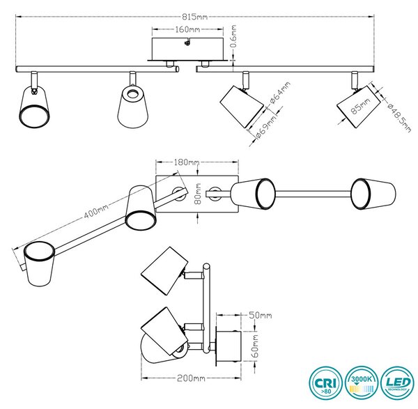 Σποτ Trio Lighting Narcos 873110431 Λευκό Ματ