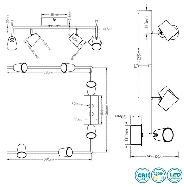 Σποτ Trio Lighting Narcos 873110631 Λευκό Ματ