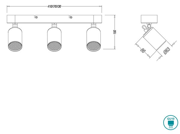 Σποτ Trio Lighting Pago 803500332 Μαύρο Ματ