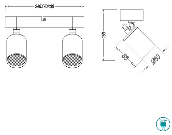 Σποτ Trio Lighting Pago 803500232 Μαύρο Ματ