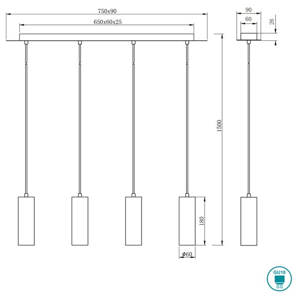 Κρεμαστό Φωτιστικό Ράγα Trio Lighting Marley 312400401 Λευκό Ματ