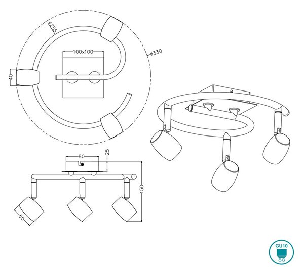 Σποτ Trio Lighting Michael 803090307 Νίκελ Ματ