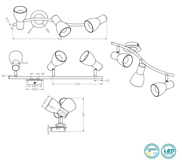 Σποτ Trio Lighting Levisto 871010307 Νίκελ Ματ