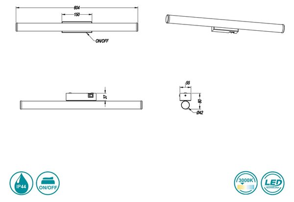 Απλίκα Μπάνιου Trio Lighting Mattimo 283270206 Χρώμιο