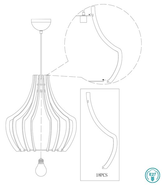 Φωτιστικό Κρεμαστό RL Lighting Wood R30253830