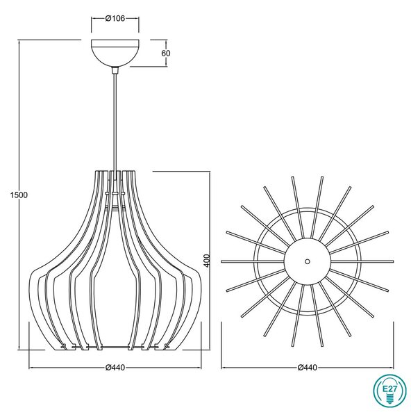 Φωτιστικό Κρεμαστό RL Lighting Wood R30253830