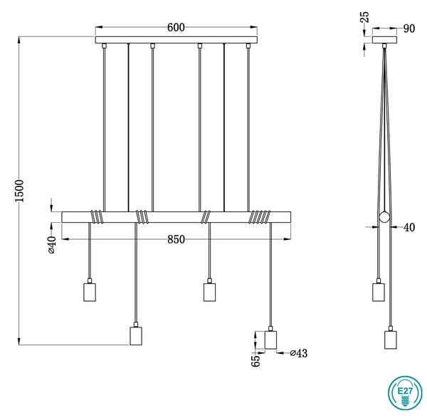 Φωτιστικό Κρεμαστό Ράγα RL Lighting Brody R30244032