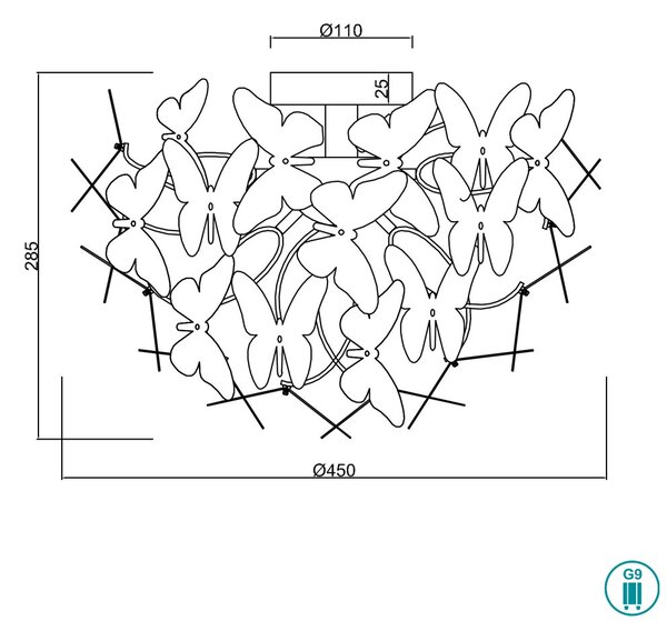 Φωτιστικό Οροφής RL Lighting Butterfly R60213017