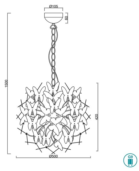 Φωτιστικό Κρεμαστό RL Lighting Butterfly R30214017