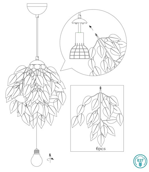 Φωτιστικό Κρεμαστό RL Lighting Leavy R10461901 Λευκό