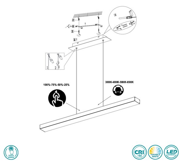 Φωτιστικό Κρεμαστό RL Lighting Agano R32801132 Μαύρο Ματ