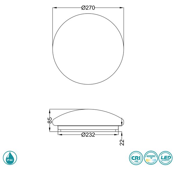 Φωτιστικό Οροφής Στεγανό RL Lighting Putz R62681201 (4000K)