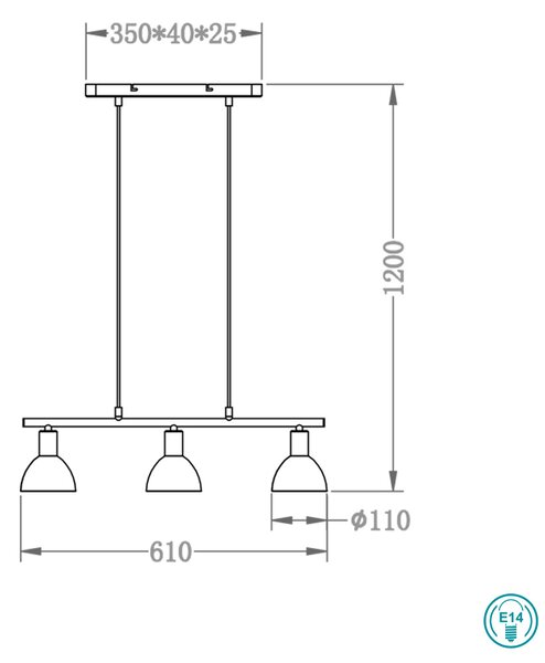 Φωτιστικό Κρεμαστό Ράγα RL Lighting Dallas R335110307