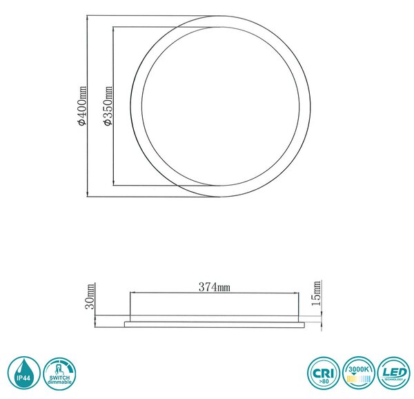 Φωτιστικό Οροφής Στεγανό RL Lighting Camillus R62922432 Μαύρο Ματ