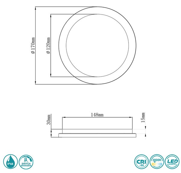 Φωτιστικό Οροφής Στεγανό RL Lighting Camillus R62921032 Μαύρο Ματ