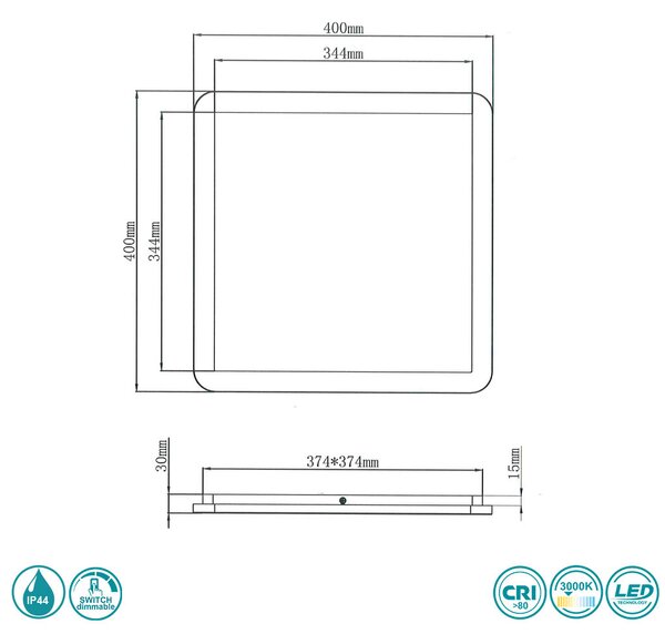 Φωτιστικό Οροφής Στεγανό RL Lighting Camillus R62932032 Μαύρο Ματ