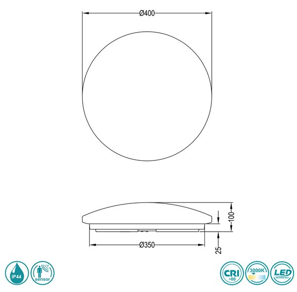 Φωτιστικό Οροφής Στεγανό RL Lighting Pollux R67839101