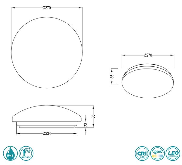 Φωτιστικό Οροφής Στεγανό RL Lighting Pollux R67831101