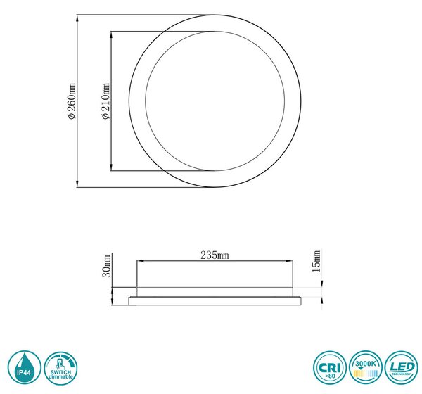 Φωτιστικό Οροφής Στεγανό RL Lighting Camillus R62921532 Μαύρο Ματ