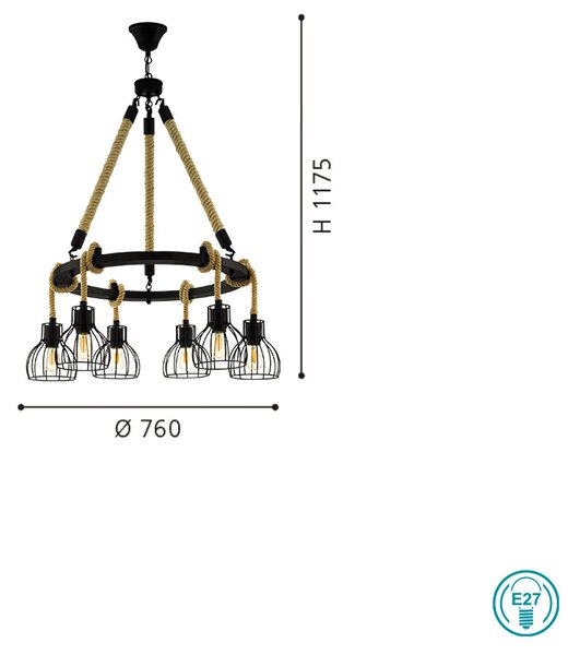 Φωτιστικό Κρεμαστό Vintage Industrial Eglo Rampside 43194