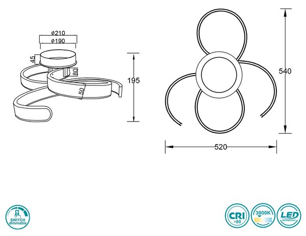 Φωτιστικό Οροφής Trio Lighting Francis 671310131 Λευκό Ματ