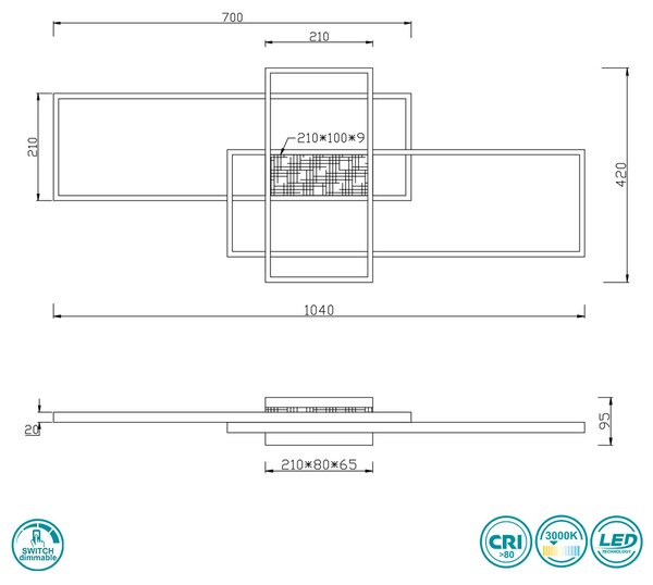 Φωτιστικό Οροφής Trio Lighting Tucson 672610332 Μαύρο Ματ