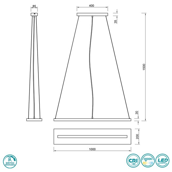 Φωτιστικό Κρεμαστό Ράγα Trio Lighting Brad 323710130