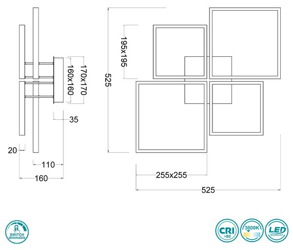 Φωτιστικό Οροφής Trio Lighting Sorrento 627710432 Μαύρο Ματ