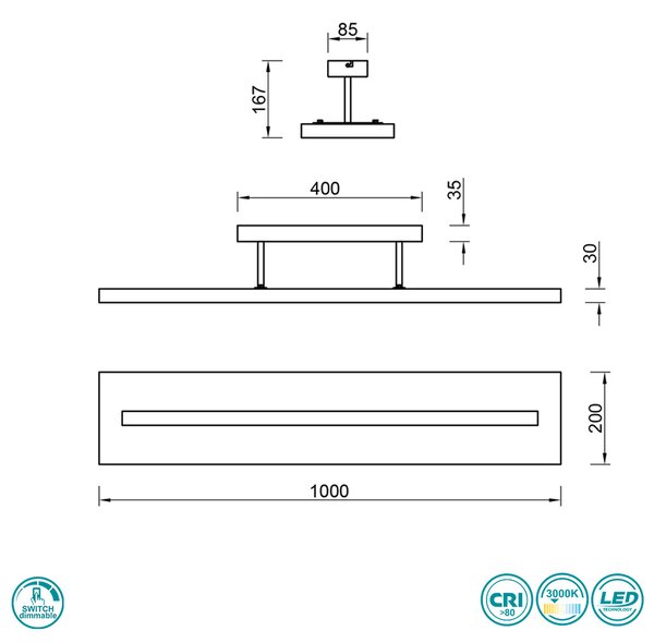 Φωτιστικό Οροφής Trio Lighting BRAD 623710130 Wood Coloured 3000K