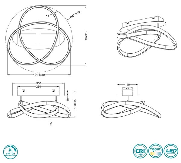 Φωτιστικό Οροφής RL Lighting Course R62051107 Νίκελ Ματ (3000K)