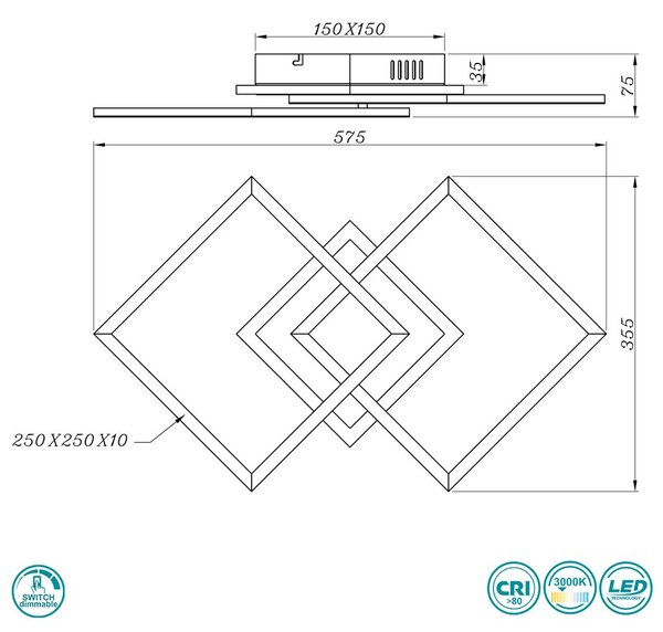 Φωτιστικό Οροφής RL Lighting Venida R62793132 Μαύρο Ματ (3000K)